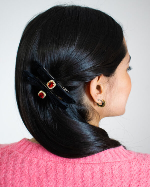 Clips Terciopelo Rubí