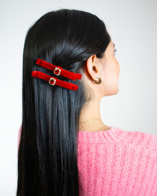 Clips Terciopelo Rubí