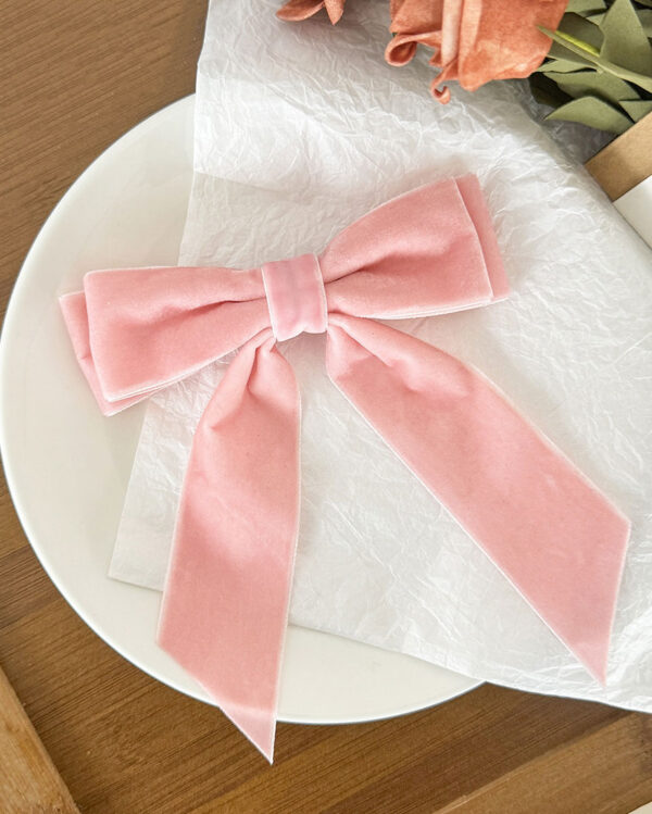 Lazo Clásico en Terciopelo Rosa