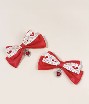 Duo de Lazos Corazón y Encaje Rojos