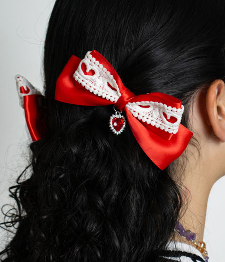 Duo de Lazos Corazón y Encaje Rojos