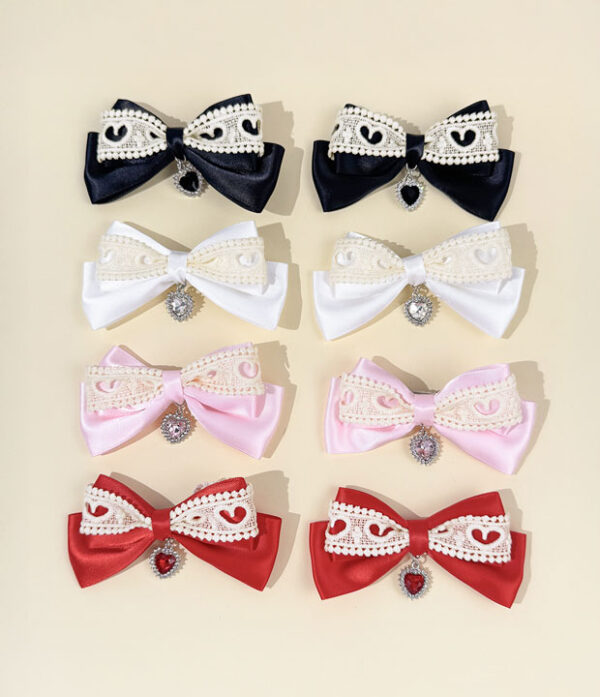 Duo de Lazos Corazón y Encaje Rojos