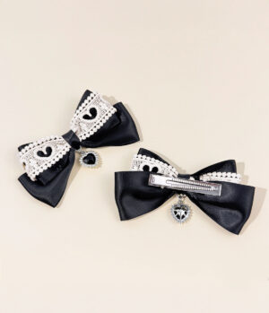 Duo de Lazos Corazón y Encaje Negros