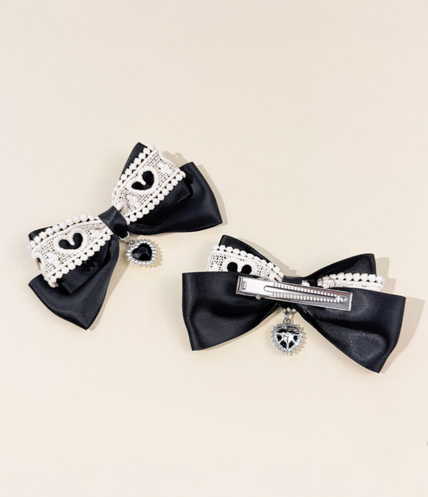 Duo de Lazos Corazón y Encaje Negros