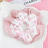 Scrunchie Encaje Lazos Rosa