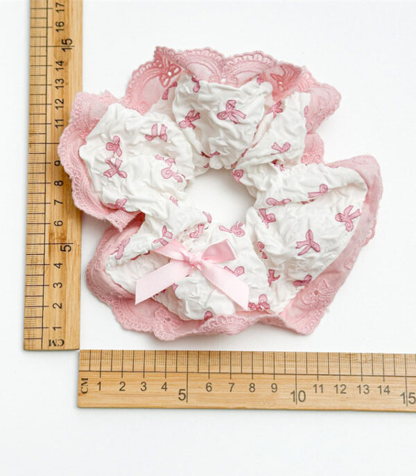Scrunchie Encaje Lazos Rosa