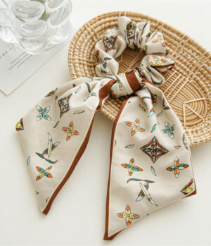 Scrunchie Coletero en Seda Beige
