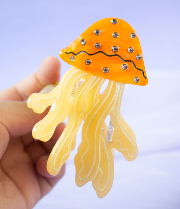 Hair-clip-medusa-en-acetato-color-naranja Hair Clip Marina