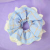 scrunchie Scrunchie XL Cuadros Azul Pastel con Encaje